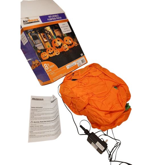 Inflatable LIGHTED Large 8' PUMPKIN PATCH Air blown Yard Outdoor Indoor Party - Picture 10 of 15